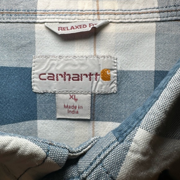 Carhartt Mens XL Relaxed Fit Plaid Button Front Short Sleeve Shirt 100% Cotton - Picture 5 of 8